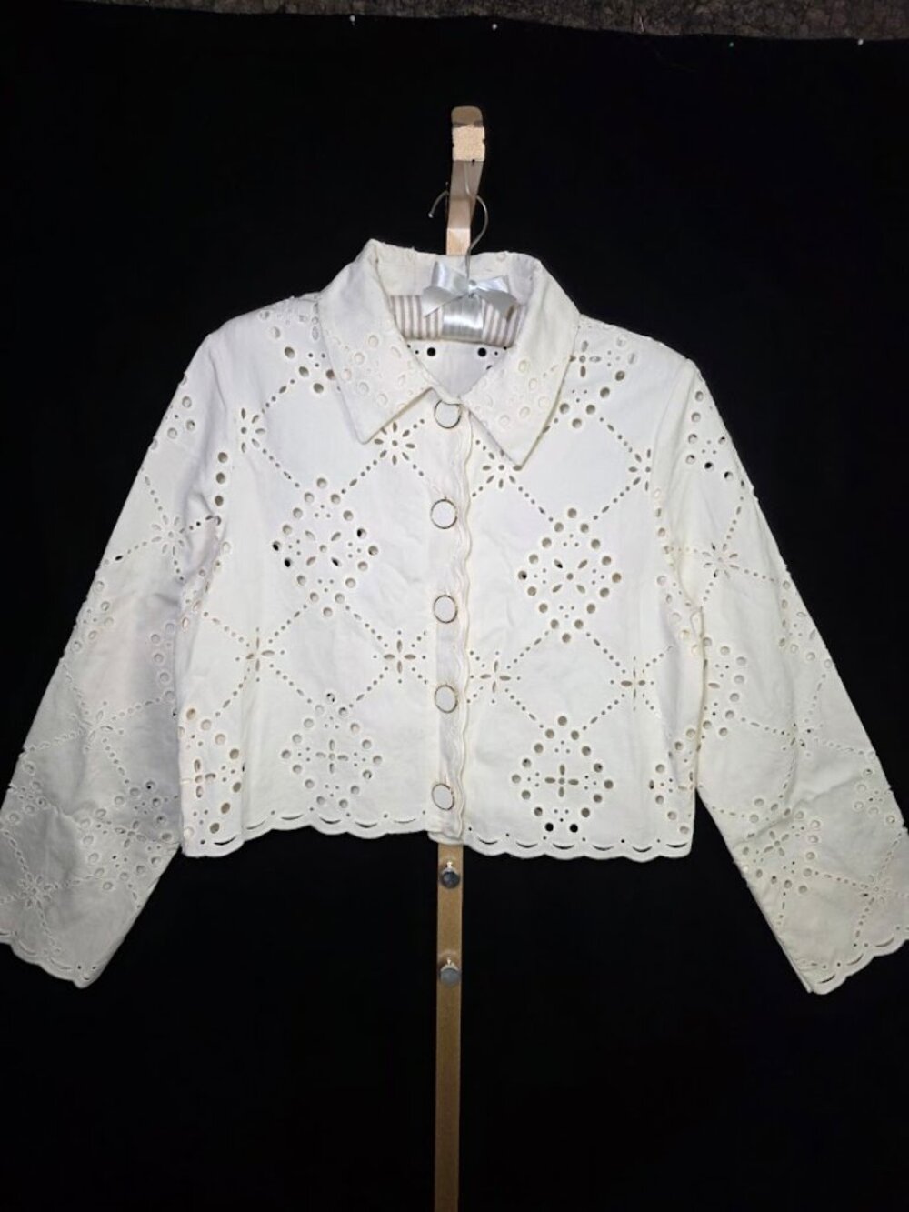 Camila Coelho Cream Eyelet Jacket 10